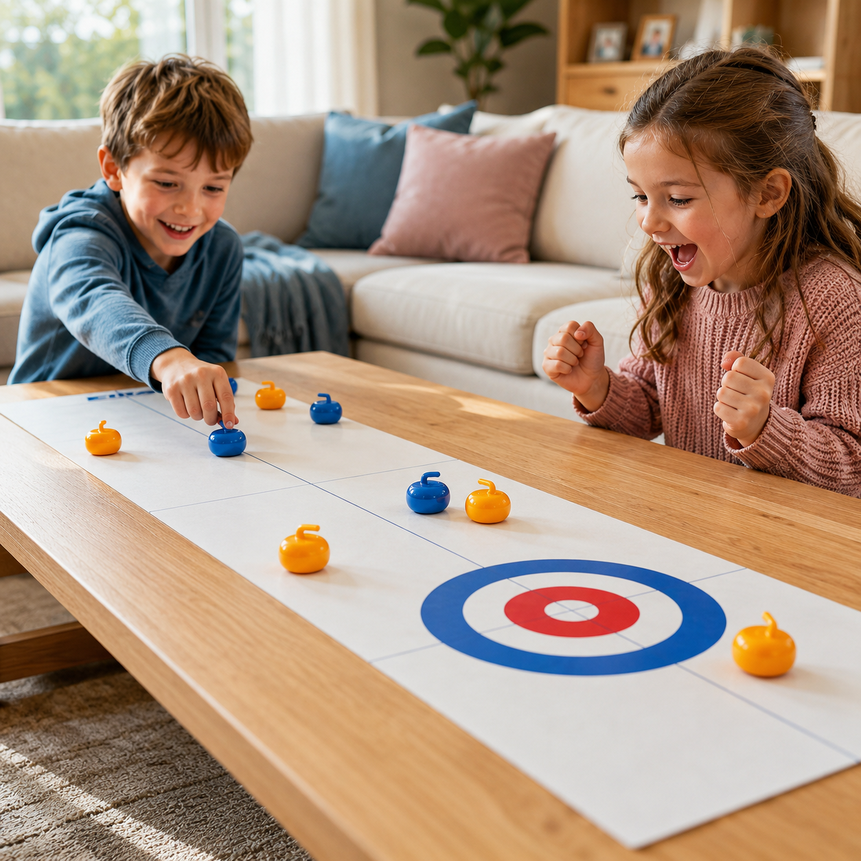 SlideCurl Family – Tisch Curling Spiel für Kinder & Familien