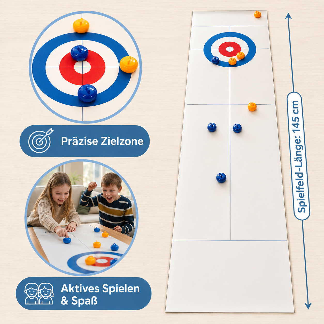 SlideCurl Family – Tisch Curling Spiel für Kinder & Familien