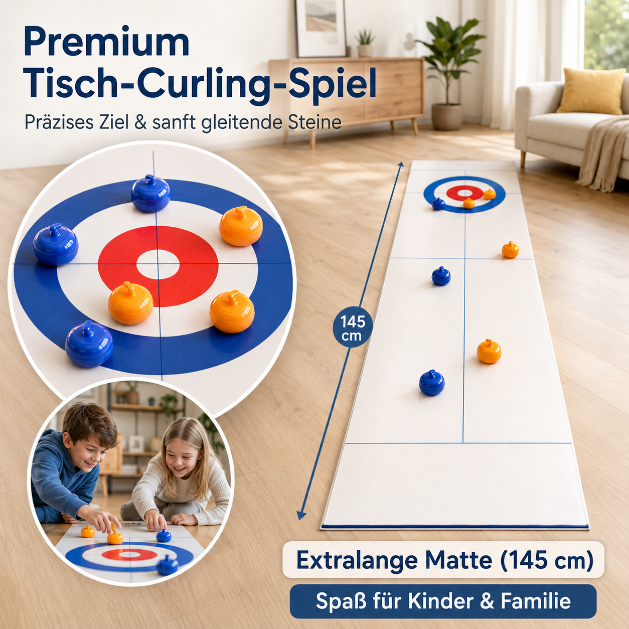 SlideCurl Family – Tisch Curling Spiel für Kinder & Familien