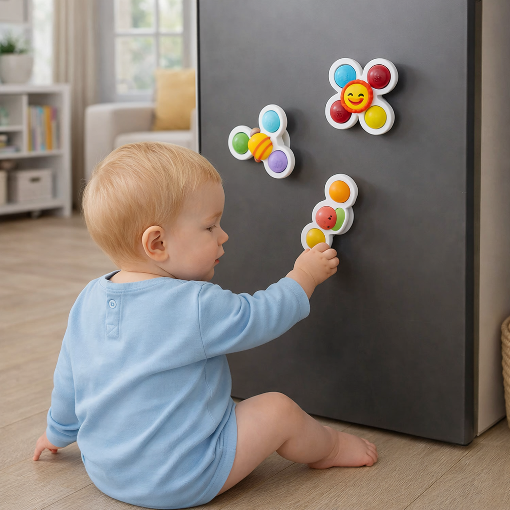 SpinnyPals – Saugnapf-Drehspielzeug Set für Babys (3er Set)