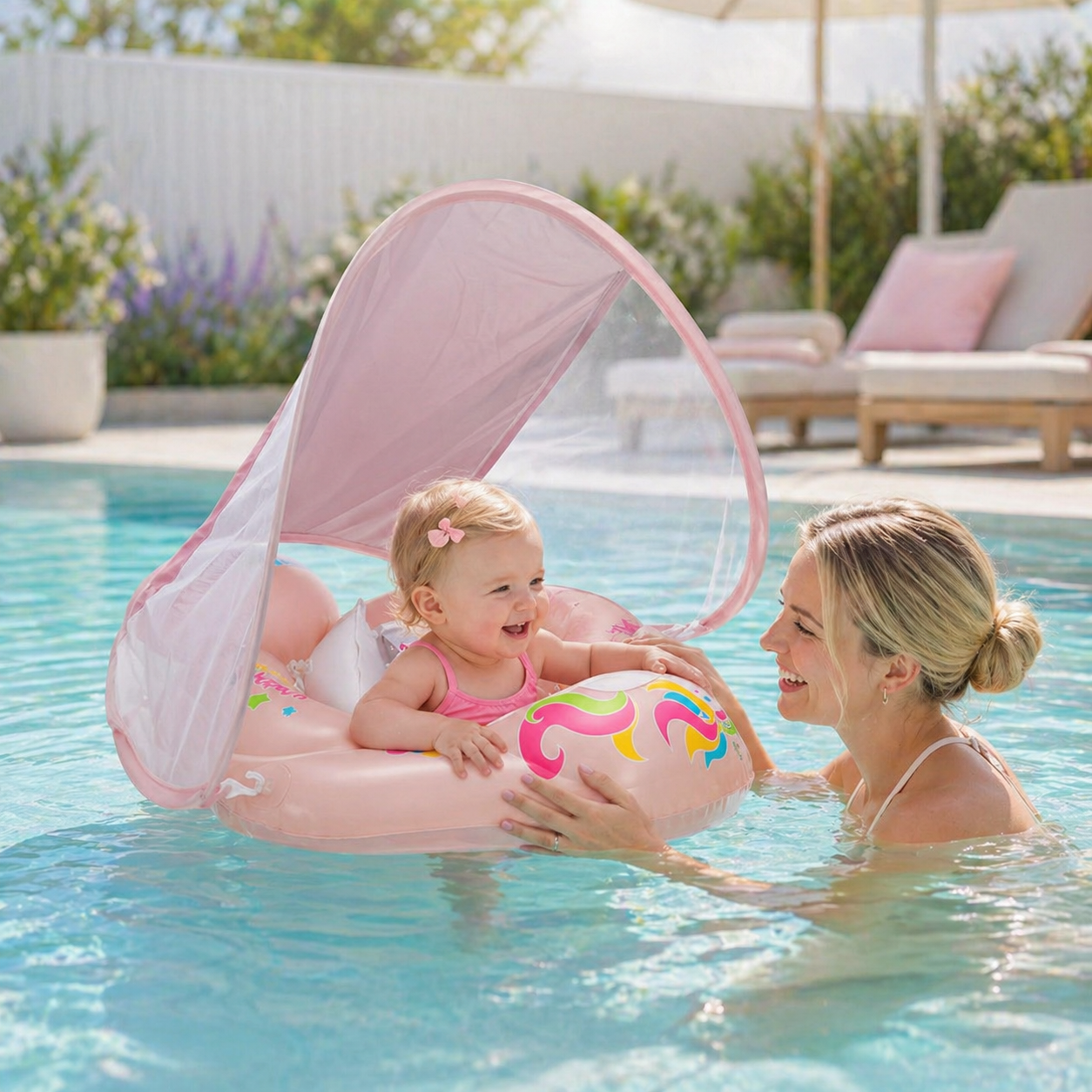 SunnyFloat Baby – Aufblasbarer Schwimmring mit Sonnendach