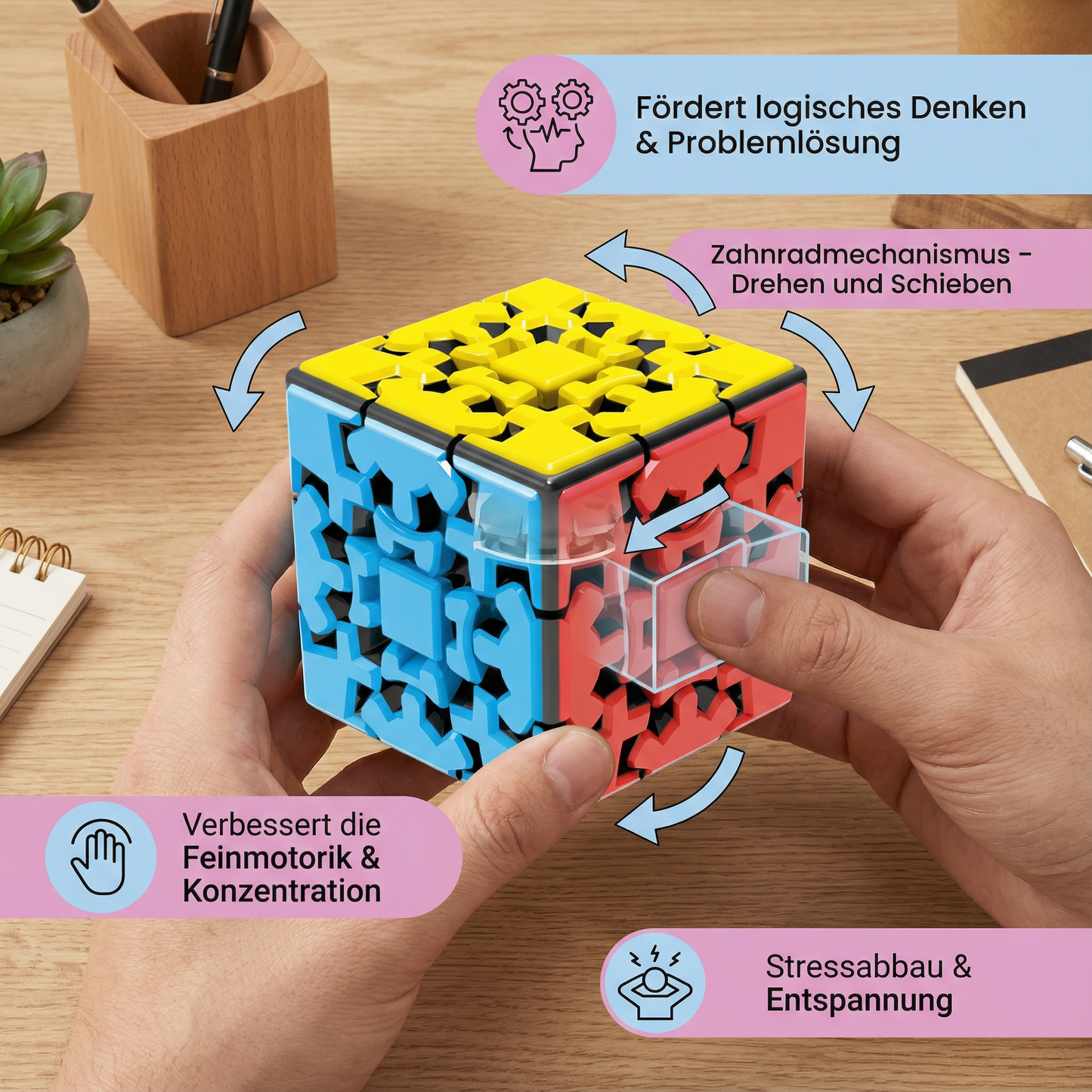 GearMind Cube – Zahnrad-Zauberwürfel