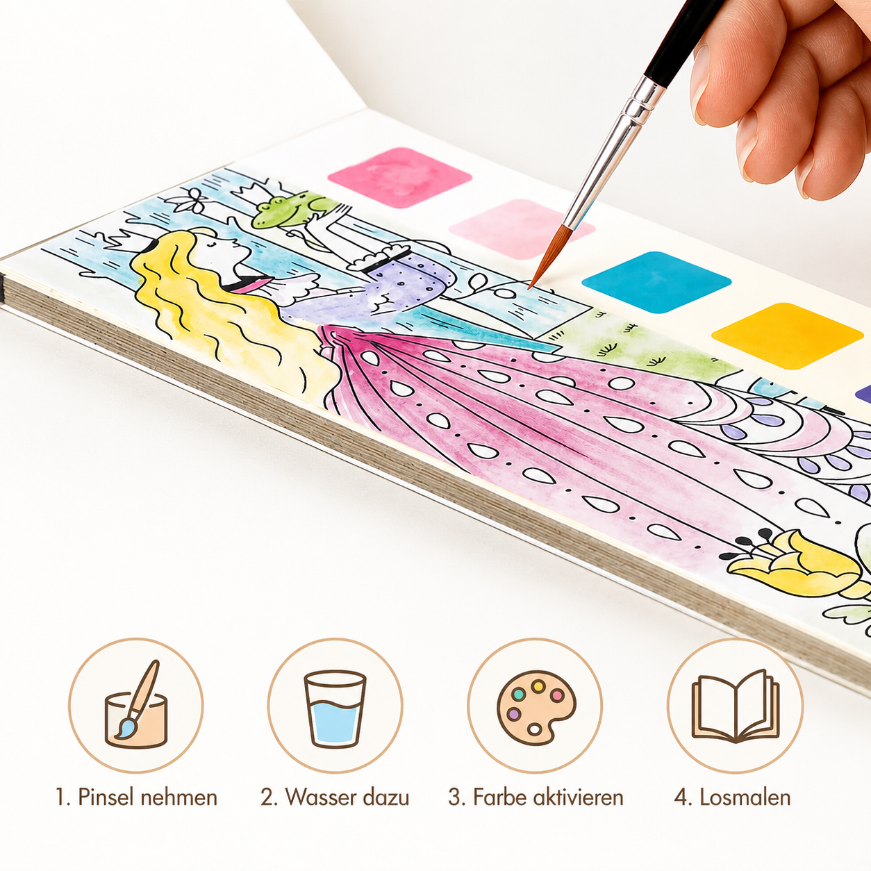 MagicPaint Kids – Aquarell Malbuch mit integrierten Farben