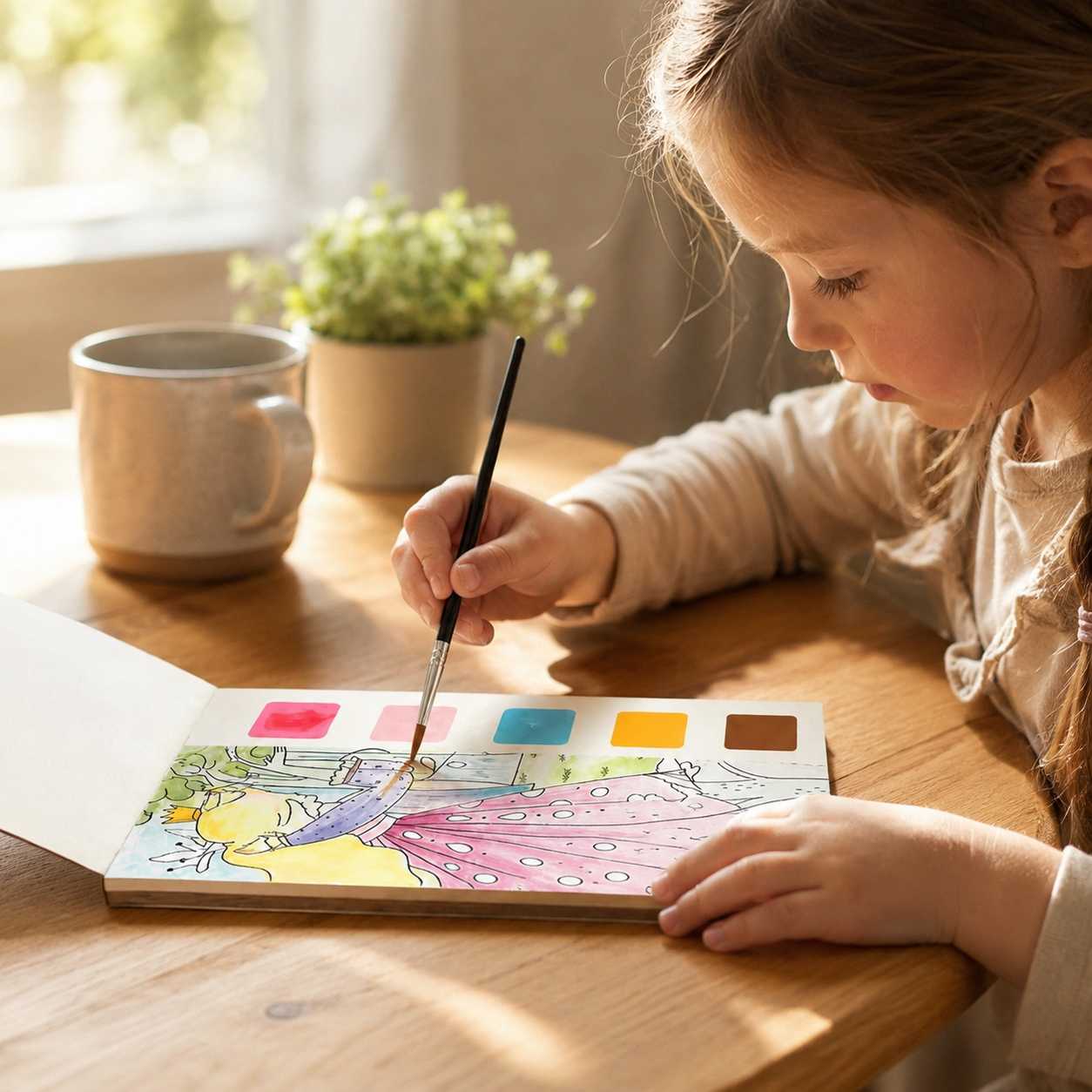 MagicPaint Kids – Aquarell Malbuch mit integrierten Farben