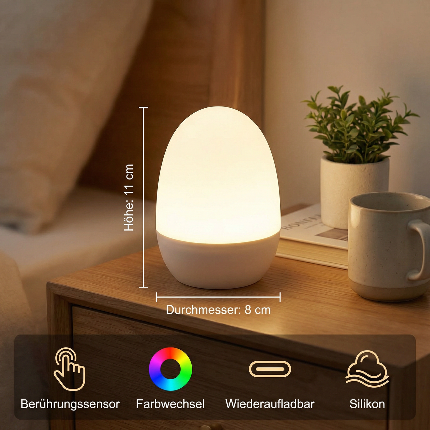EiGlow – Sanftes LED-Nachtlicht aus Silikon